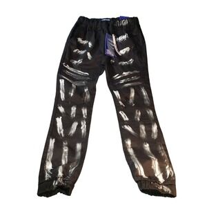 Demolition Fashion Joggers Men Sz M Drawstring‎ Black Stretchy Casual Streetwear